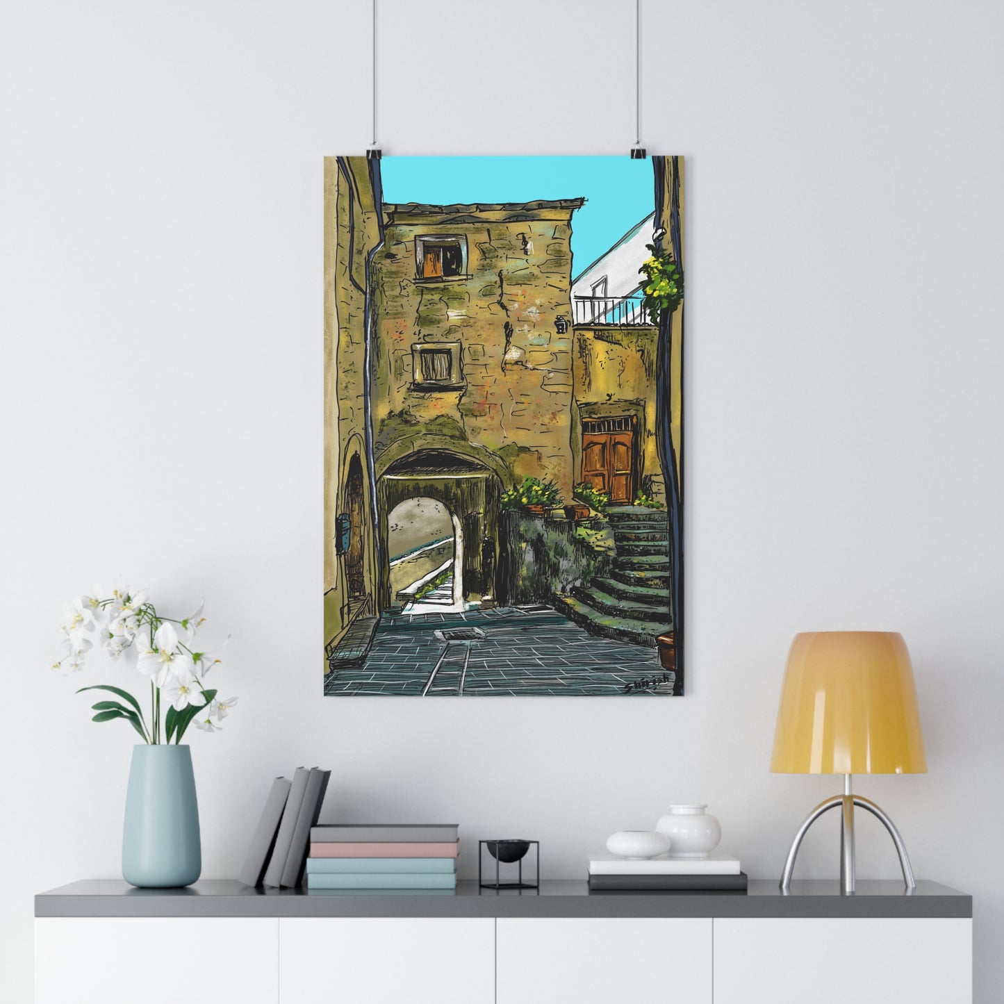 A Street in Bomba, Italy - Premium Poster