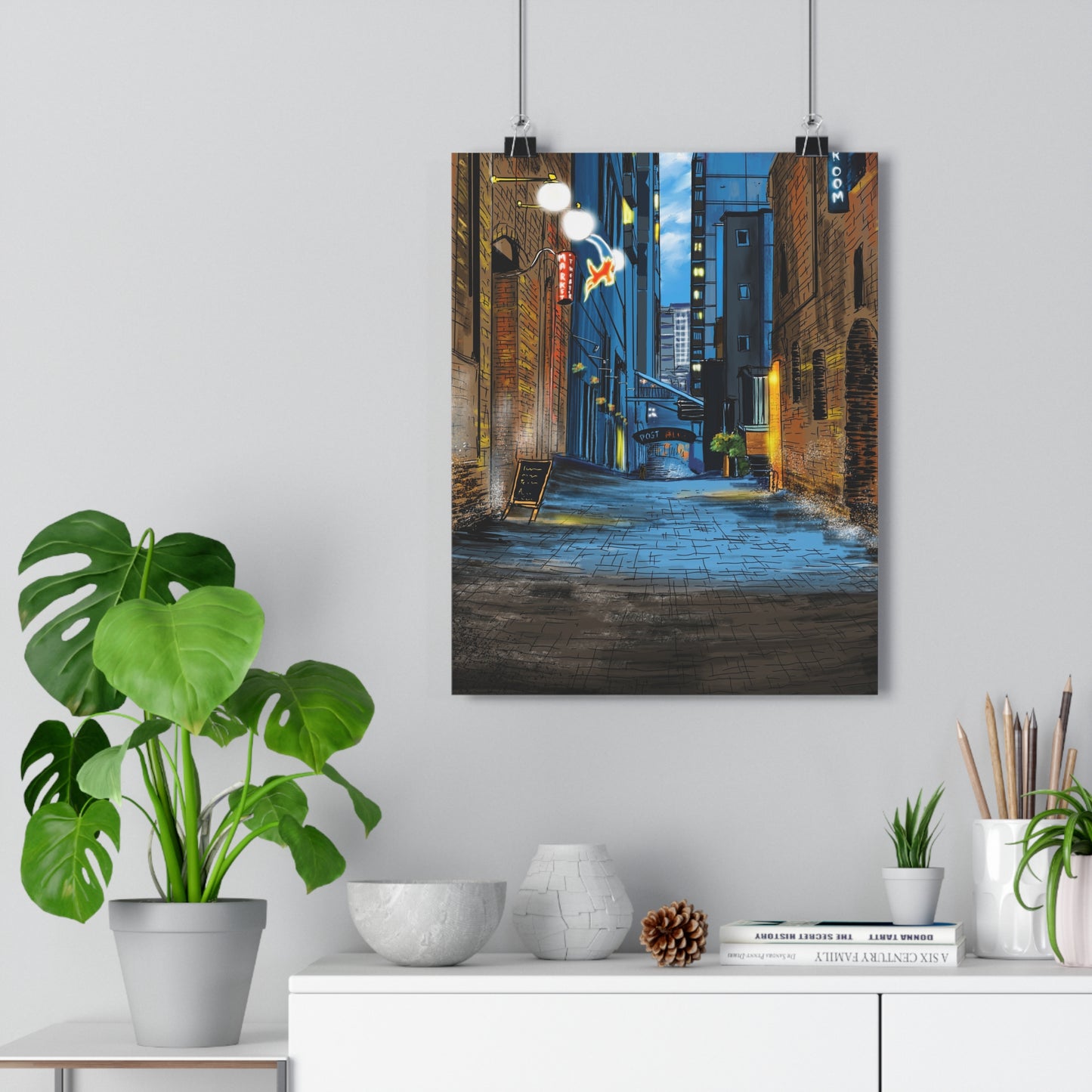 A Quiet Lane in a Busy City - Premium Poster