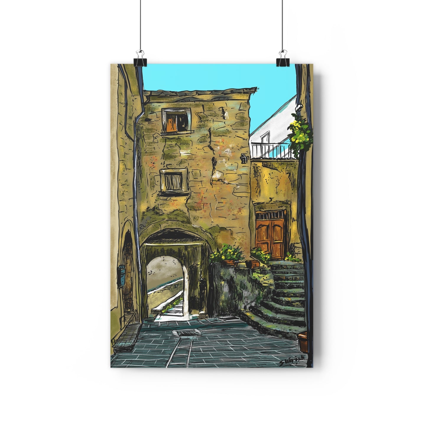 A Street in Bomba, Italy - Premium Poster