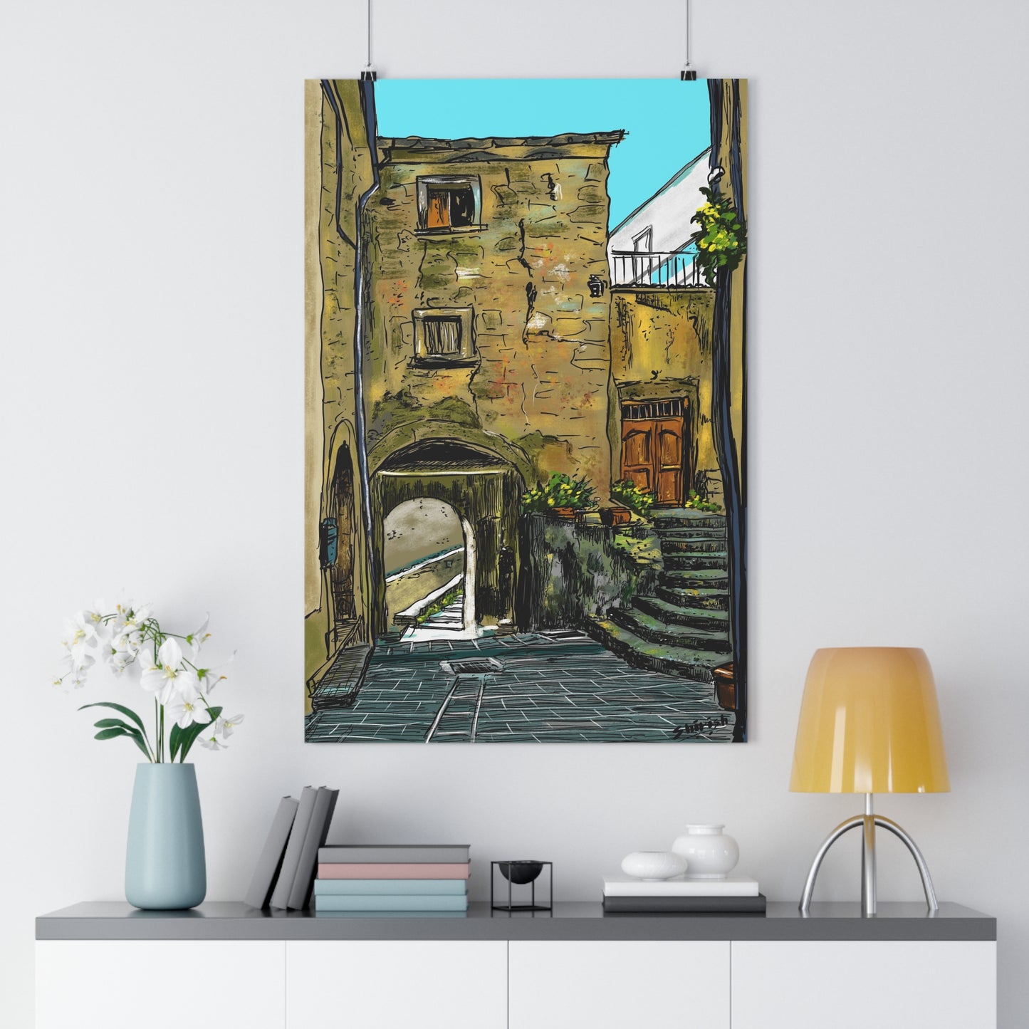 A Street in Bomba, Italy - Premium Poster