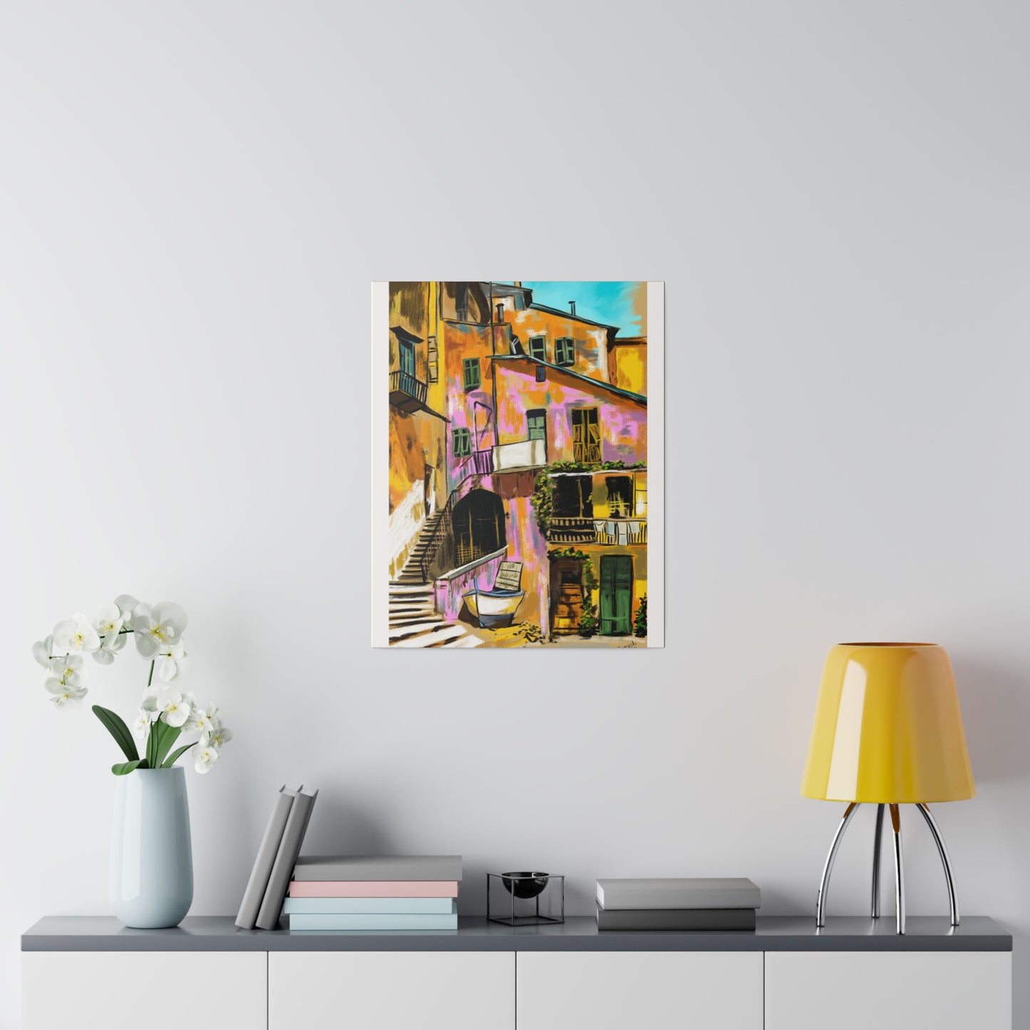 A Pink Building in a French Village - Canvas Print