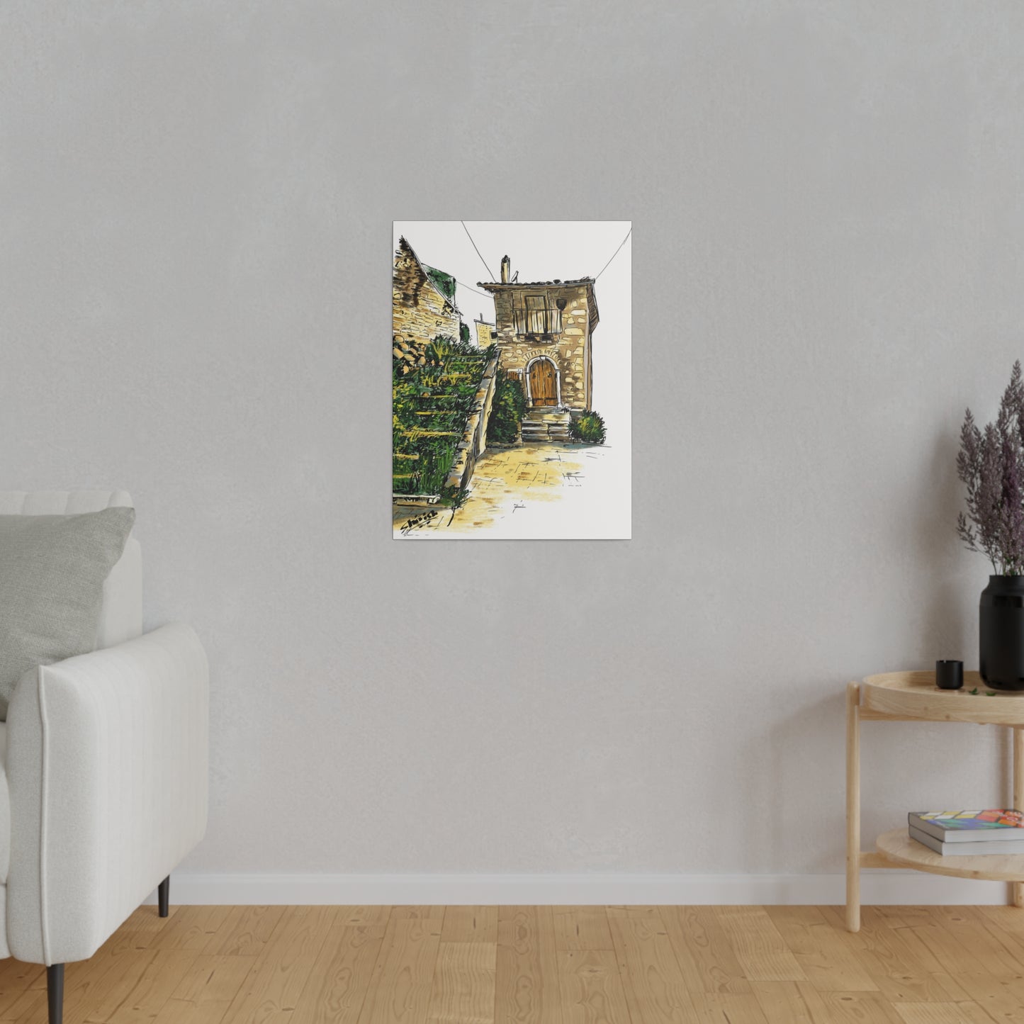 The Green Stairs in an Italian Village - Canvas Print