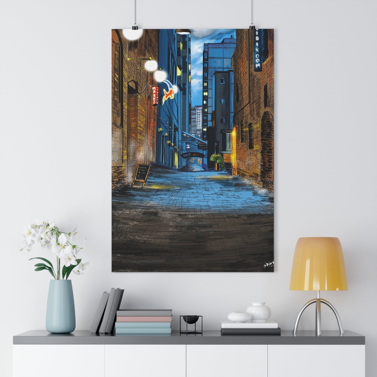 A Quiet Lane in a Busy City - Premium Poster