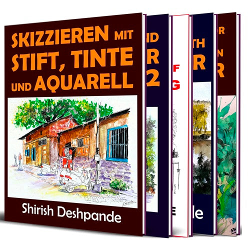 Stift, Tinte und Aquarell - 5 Ebooks-Bündel