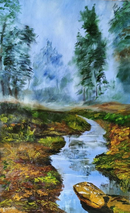 A Misty Forest - Oil Painting on Canvas